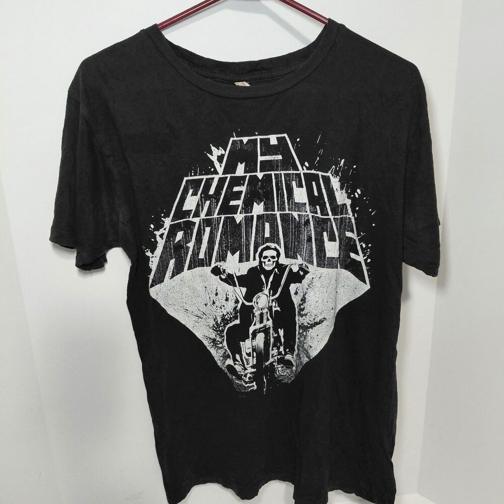 MY CHEMICAL ROMANCE vintage t shirt skull rider Motorcycle Grim Reaper Medium